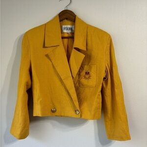 VTG 100% Linen Cropped Blazer, 8